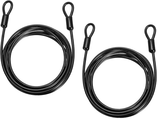 Lot de 2 câbles en acier avec œillets - 2 m x 4 mm - Câble à boucle gainé - Noir - Câble de sécurité pour vélo, remorque, meubles de jardin, bateau, robuste, inoxydable, résistant aux intempéries