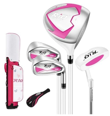 Barn golfklubbor set hybrid verktygsklubbar träjärn putter bärväska komplett för nybörjare junior pojkar flickor golfkit höjd 95–155 cm