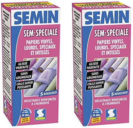 Semin A02608 Sem-Spéciale, Colle en Poudre pour Papiers Peints, Vinyls, Lourds, Spéciaux et Intissés, Intérieur, Boite 200 g (Lot de 2)