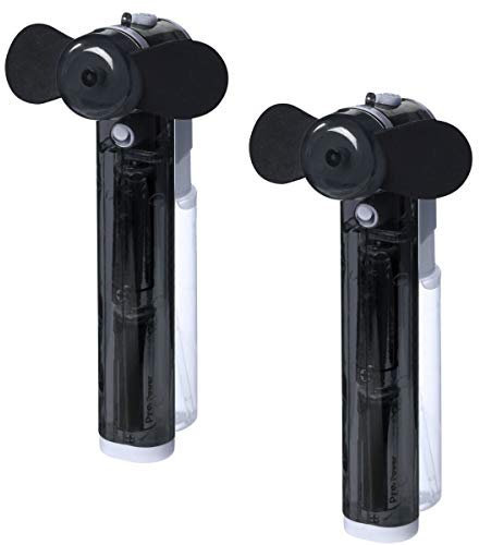 2er Set Tragbarer Wassersprüh Handventilator Schwarz inkl. Batterien Wasser Sprühnebel Sprühventilator Mini Hand Wassersprüher Ventilator Wasserzerstäuber