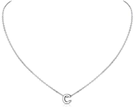 ChicSilver Colgante Inicial Plata Mujer Letra C Plata De Ley 925 Cadena Con Inicial Collar Letra Primera Nombres Joyería Preciosa Pareja