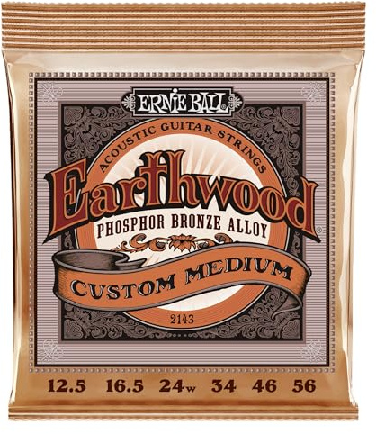 Ernie Ball Earthwood Custom Medium Phosphor Bronze Acoustic Guitar Strings - 12.5-56 Gauge