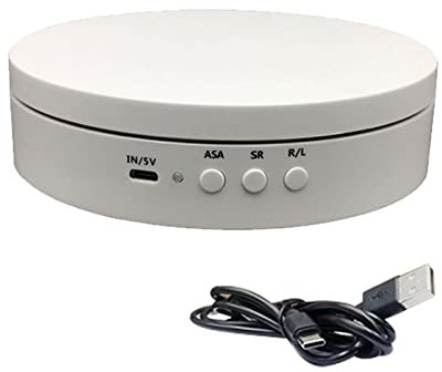 QOTSTEOS Présentoir rotatif de 15,2 cm, support motorisé à 360 degrés, plateau tournant motorisé rechargeable par USB