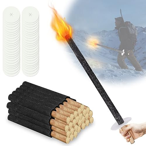 Jopassy 200 torce in cera naturale con protezione per le mani, con manico lungo per esterni, passeggiate notturne, feste