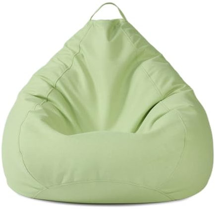 FANSU Bean Bag Cover Solid Colours Lazy Sofa Without Filling, Gaming Bean Bag Chair for Adult Kids, Beanbag Seat With Handle, Stuffed Toy Clothes Storage (M,Green)