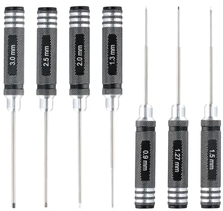 Duronge 7 Pcs Hex Screw Driver Set, RC Hex Screwdriver, 0.9mm-3.0mm, for RC Models Boat Helicopter