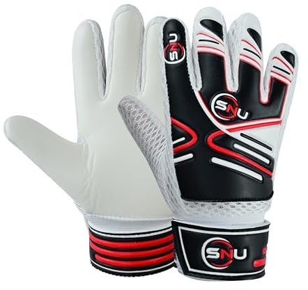 Guantes de portero de fútbol junior para niños, niños y jóvenes, guantes de portero de fútbol con palmas de súper agarre y protección duradera (negro, 6)