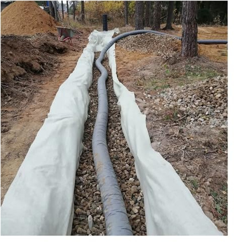 Tela geotextil no tejida para tuberías francesas 141,7 g Barrera antimalezas estabilización del suelo pared pasillo permeable al agua blanco 1,5 m x 45 m