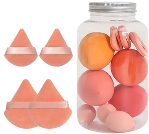 Flerfärgat set med makeupsvamp, grundblandning, för flytande krämer och pulver, makeup blandare svampar för vätska, kräm och pulver, ansiktstriangel ansiktspuff
