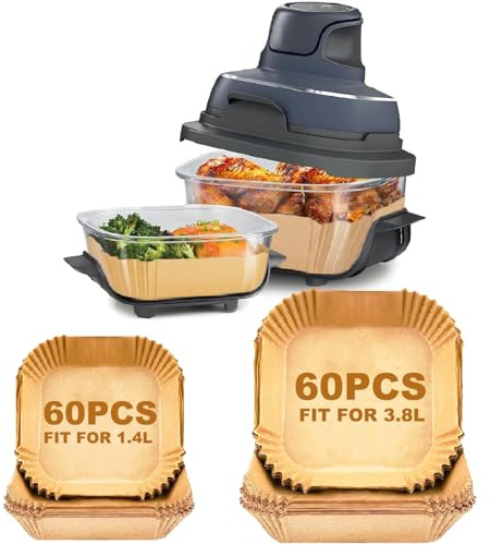 Pack of 120 Airfryer Baking Paper for Ninja CRISPi Portable Hot Air Fryer 3.8L & 1.4L FN101EUGY, Baking Paper Hot Air Fryer for Ninja CRISPi FN101EUST, FN101EUSG, Airfryer Accessories