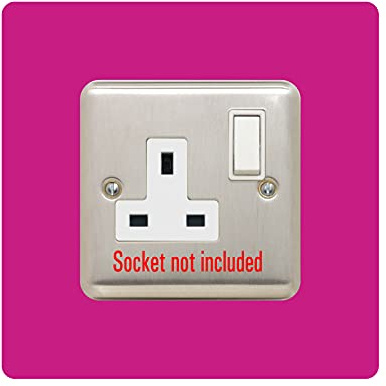 Single Socket Surround | Square | Acrylic Back Panel or Finger Plate | Light Switch Plug (Pink)