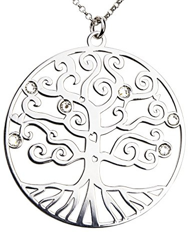 AKA Gioielli - 925 silverhalsband med livets trädhänge och Swarovski-kristaller, tillgivenhetsmodell, present till kvinnor och mödrar