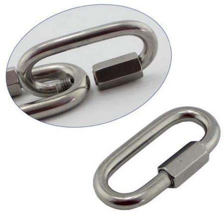 Marwotec Verbindungselemente 4 Stück Ketten-Schnellverschluss D=8 Edelstahl A4 | Kettenglied | Kettennotglied | Schraubnotglied | Schraub-Karabiner