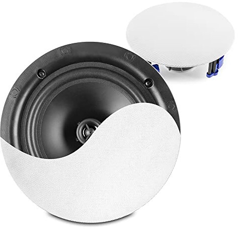 Power Dynamics NCBT5 - Lot de 2 Haut-Parleurs de Plafond Bluetooth - Blanc, 5,25 Pouces, 40 Watts, Design Élégant, Enceintes Public Address, Idéal pour Les Bars, Magasins, Restaurants…