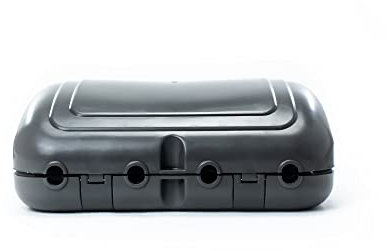 STATUS Outdoor Weatherproof Power Box, IP64 Protective Case with 6 Cable Ports & Locking Hinge, Fits 4-Way Extension Lead for Garden DIY Camping, Black (IP64WPBOX1PK4)