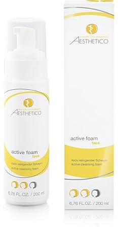 AESTHETICO active foam - Reinigungsschaum f?r Akne und unreine Haut, porentiefe Gesichtsreinigung mit Glycol- und Salizylsubstanzen, 200 ml (4 x 200 ml)
