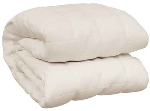 vidaXL Manta con Peso Tela Color Crema Claro 220x260 cm 11 kg, Manta, Manta de edredón, Manta calmante, Ropa de Cama, Manta con Peso para la ansiedad