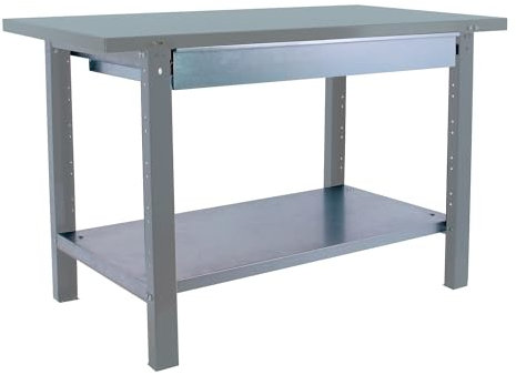 SimonRack Banco de Trabajo Taller, Capacidad Carga 700 kg, 830x1200x730 mm, Mesa de Trabajo, 1 Cajón, Gris - BT6 PRO