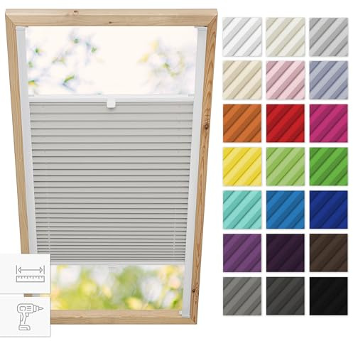 Estika Tenda plissettata per finestra da tetto Velux con foratura - Modello: FK08 - Colore del tessuto: Grigio - per interni, protezione solare