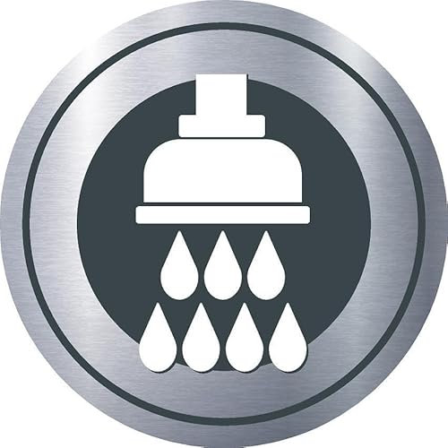 Showers, aluminium effect informational sign FR044 - Self adhesive sticker (150mm x 150mm)