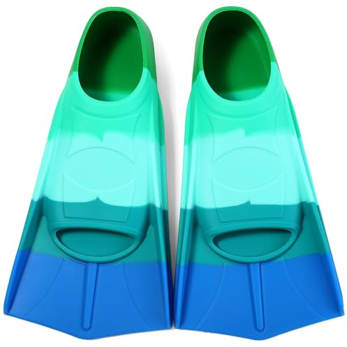 Azuunye Pinne da nuoto per bambini, pinne corte, 100% silicone, per allenamento e lap, per bambini, adulti, medie