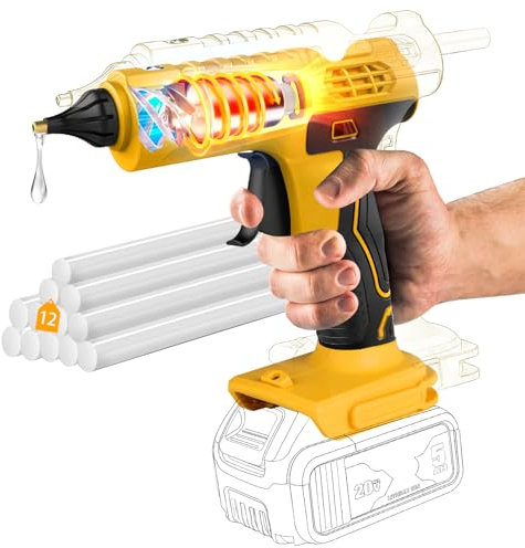 Innopower Pistola De Pegamento Caliente Con BateríA De 100 W Para BateríA Dewalt, 18 V/21 V, Calentamiento RáPido, Pistola De Pegamento Con 12 Barras De Pegamento (sin batería)