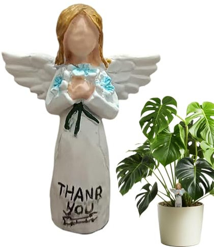 Figure di angeli, statuetta d'angelo, statuetta di ringraziamento con decorazione di angelo fiorito | figurine da collezione, piccole figure di fate statue di angeli