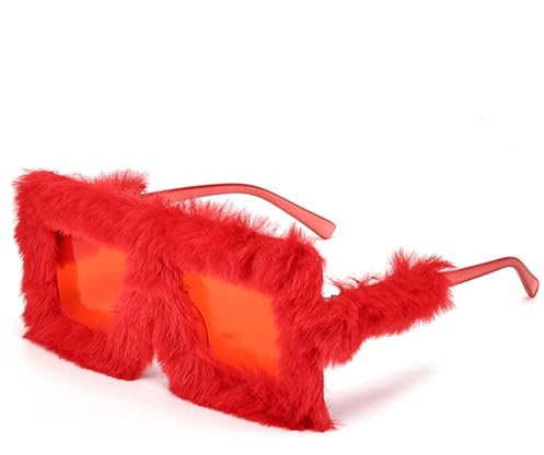 arrderly 1 gafas de sol de felpa de gran tamaño, gafas de sol personalizadas a la moda, gafas de sol de ojo de gato con borde de felpa, gafas de fiesta para disfraces, accesorios de fotos, fiesta de