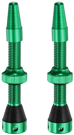 QUARKZMAN 2 Piezas de Válvulas Tubeless de 44 mm de Aleación de Aluminio Súper Ligeras, Sin Fugas y Duraderas con 4 Orificios y Tapas, Llantas Tubeless de Bicicleta, Verde