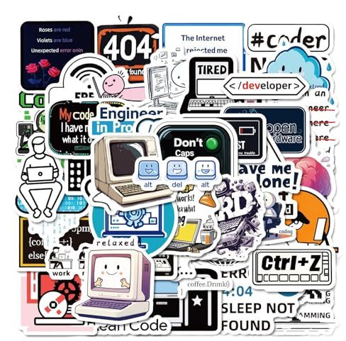 50 st programmeringsklistermärken presenter för utvecklare programmerare hackare ingenjörer, vattentäta datorklistermärken för bärbar dator, dekorativ graffitidekal