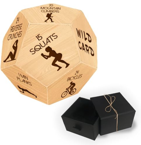 UNICRAFTALE Regalo di anniversario, cubo per la decisione di esercizio, in legno, per il fitness, con sacchetti di velluto, per il ciclismo, per lui, donne, uomini, fidanzati, coppie
