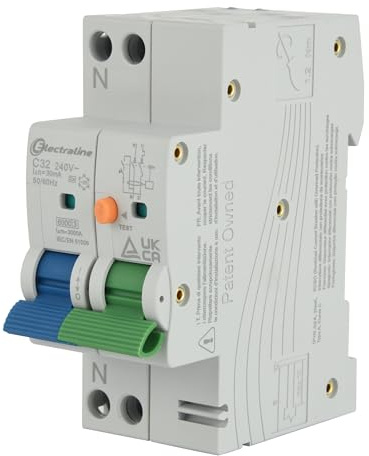 Electraline 87015 Interruttore Magnetotermico Differenziale (RCBO), 32A, Tipo A, Curva C, Sensibilità 30mA, Connessione 1P+N,