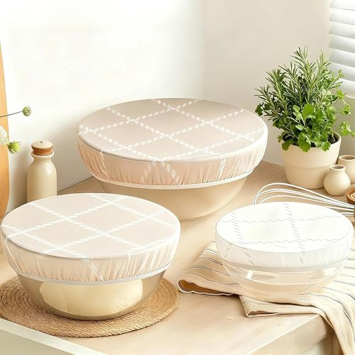 XOHUYD 100% Cotton Beeswax Bowl Covers 8 10 12 3 Pcs for Bread Proofing