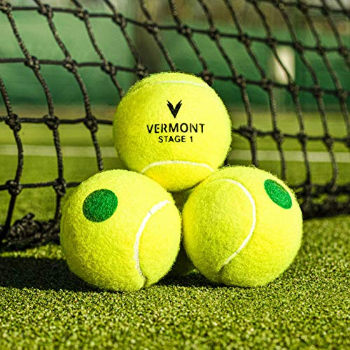Vermont Training Tennis Balls – ITF Approved Mini Tennis Balls for All Court Surfaces [Bulk Buy] (Mini Green (Stage 1), Pack of 12)