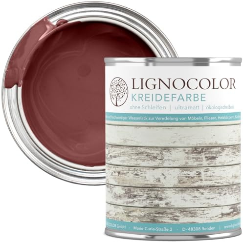 Lignocolor Kreidefarbe Shabby Chic Lack Landhaus Stil Vintage Look Chalky 1kg (London Red 169)
