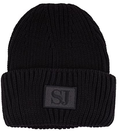 Sean John Monogram Patch Knit Mütze Strickmütze Wintermütze schwarz