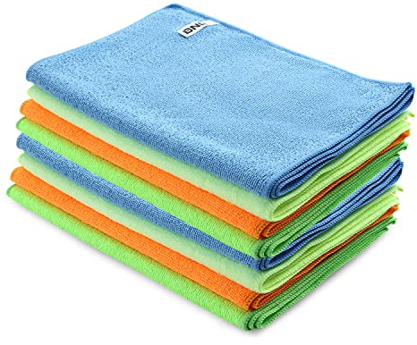 DNA MOTORING Tools-00257 - Asciugamani in microfibra per lavaggio auto, 30,5 x 40,6 cm, giallo, arancione, blu, verde, confezione da 12