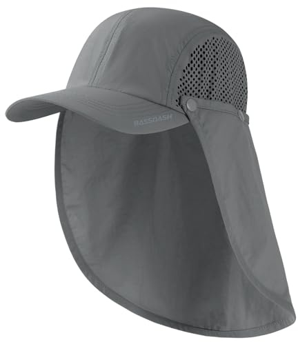 Bassdash UPF 50 + Cappello da Pesca Pieghevole Cappello da Baseball cap con Collo Rimovibile Flap Portatile per Uomini Donne Golf Escursionismo