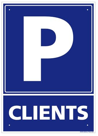 Panneau Parking Clients Alu 2 Mm - 300 X 420 Mm Signalisation Rectangulaire Prépercée Avec Kit De Fixation Fabrication Française