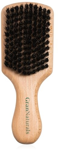 GranNaturals Soft Boar Bristle Slick Back Hair Brush - Hairbrush for Smoothing, Fades, Beards, 360 Waves to Style, Polish, & Lay Down Hair to Create a Sleek Ponytail Bun Hairstyle for Women & Men