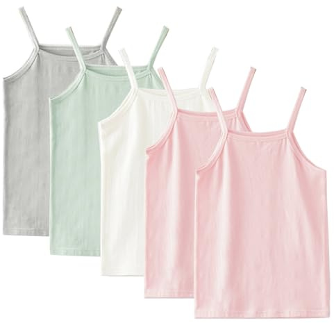Yintry 5-Pack Flickor Mjuka Ärmlösa Linnen för Barn Med Öppen Rygg, Balett, Gymnastik, Dans, Stil 4, 6-7 Anni