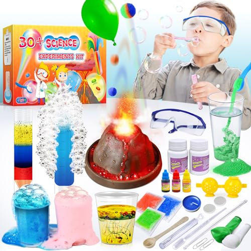 JOPSHEEN 30+ Experimente für Kinder, Wissenschaft Projekt STEM Spielzeug für Mädchen, Vulkan, Chemiebaukasten, Gummiball Machen Fun Science