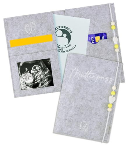 COLOFALLA Mutterpass Schutzhülle Mutterpasshülle aus Filz mit Fächern Hellgrau Schwiegermutter Geschenk Werdende Mutter Speicherplatz Tasche Hülle zur Aufbewahrung (grau)