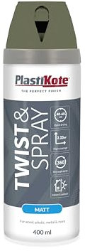 PlastiKote Premium Matt Aerosol Spray Paint Olive Green 400ml