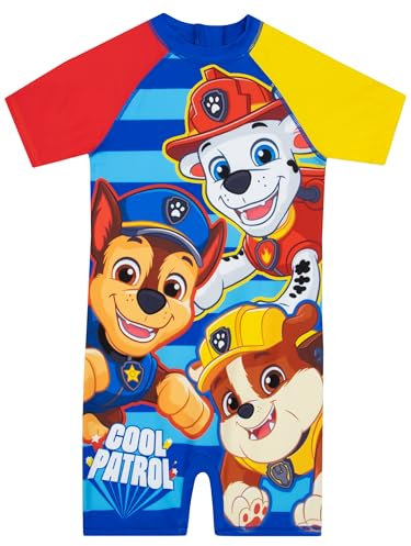 PAW PATROL Schwimmanzug Jungen | Rubble Marshall und Chase Badeanzug Jungen | Neoprenanzug Kinder | Blauw 104