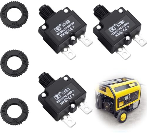3 pièces disjoncteur thermique 16A, Disjoncteur protection contre les surcharges thermiques 125-250V AC 50V DC, 16A bouton poussoir disjoncteur à réinitialisation manuelle (16 ampères)