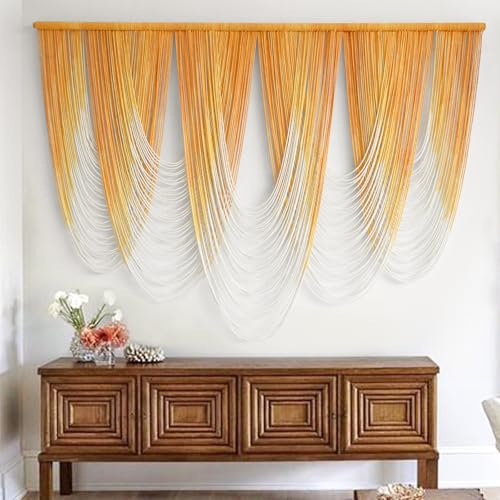 IOWER Macrame Wall Hanging Large Yellow Yarn Tapestry Headboard Decor Handmade Fiber Art Backdrop for Boho Bedroom, Living Room, 57 W x 41 L