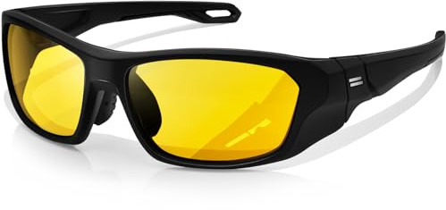 KANASTAL Gafas Conducir Noche Hombre y Mujer Amarillas Conduccion Nocturna Deportivas Antirreflejos Night Driving Glasses Yellow - Montura Negras con Lentes Amarillo