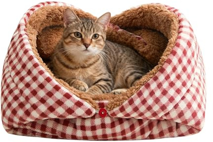 Vhjlfig pour Chat | Nid De Sommeil Pliable avec Un Matelas Épaissi Et Chaud,Panier pour Chat D'Intérieur - pour Chaton Chiot Petits Chiens Animal Voyage Hiver