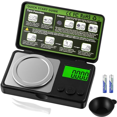 Alaoo Báscula Digital de Alta Precisión, 50g/0.001g,Mini Báscula Bolsillo,A